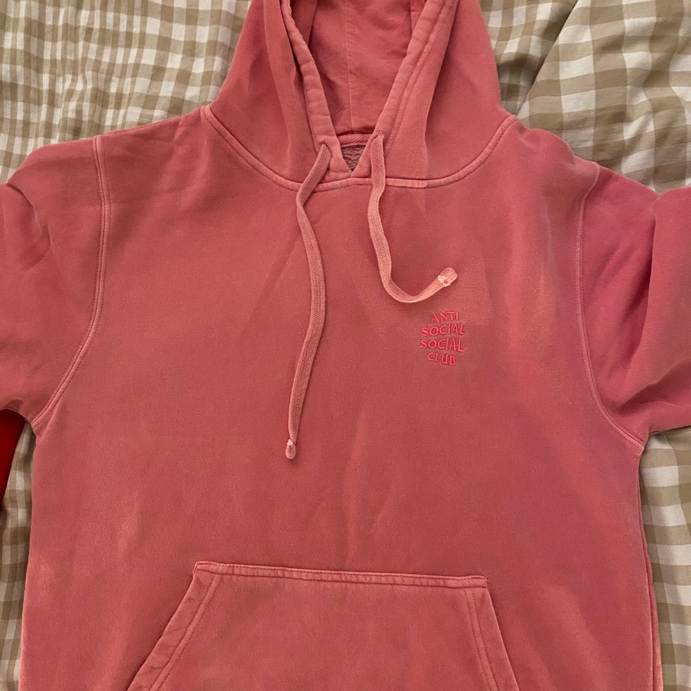 Anti social social club pink hoodie
